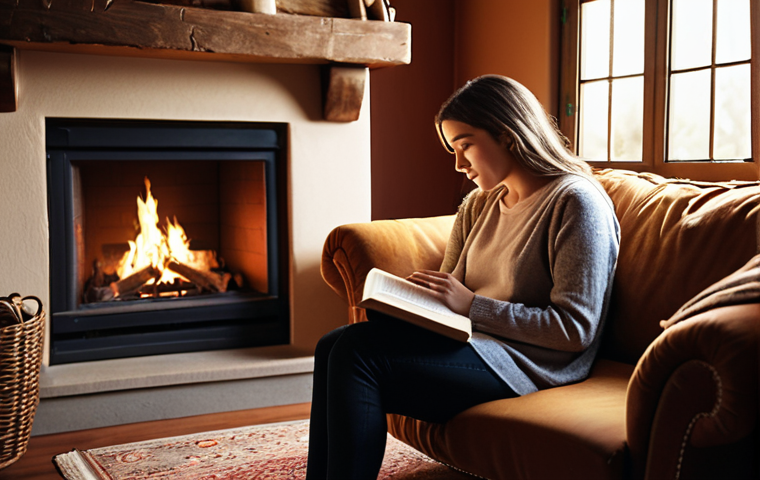 Cozy Storytelling Scene**

A warm, inviting scene of a person sitting comfortably in a cozy room, perhaps near a fireplace or a window with soft lighting, holding a book or microphone, conveying a sense of passion and engagement in storytelling. Focus on conveying the love for stories.

**