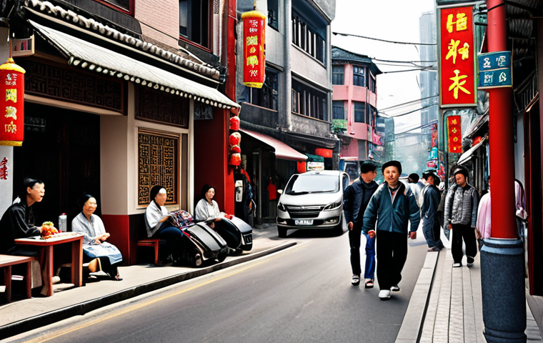 **Prompt:** A bustling street corner scene, emphasizing observation of daily life, capturing people's expressions and untold stories. Focus on a mix of modern and traditional Chinese elements. Style: Photorealistic.