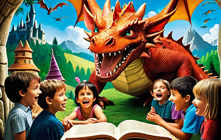 **

A vibrant and engaging scene depicting a teacher telling a story to a group of children. The story is visually represented around them with fantastical elements (dragons, castles, magical forests) emerging from the book. The children are captivated and excited, their faces showing curiosity and joy. The classroom setting is bright and inviting, emphasizing the fun and engaging nature of learning through storytelling. Keywords: Storytelling, education, children, imagination, classroom, bright, engaging.

**