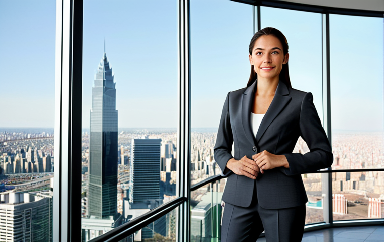 스토리텔러 직업과 관련된 다양한 스토리 제작 방법과 전략 분석 - Empowered Professional**

"A confident businesswoman in a tailored, modest dark gray pantsuit, stand...