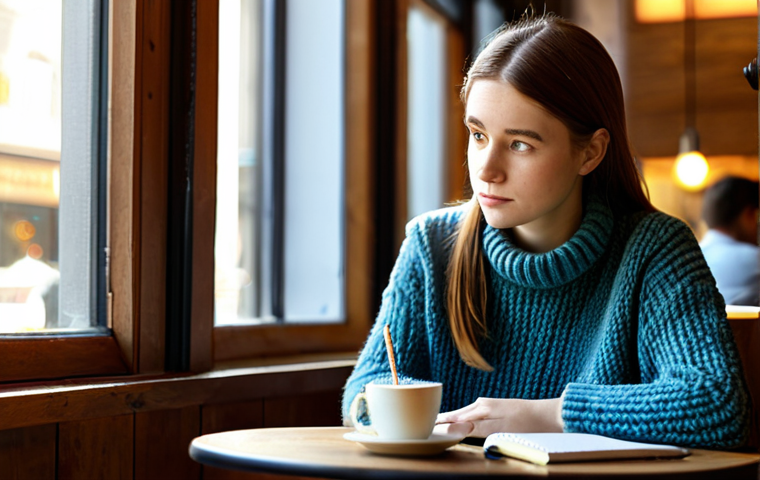 스토리텔러가 되기 위한 기본 자질 - The Curious Writer**

A young woman with a notebook sits at a cafe table, fully clothed in a modest ...