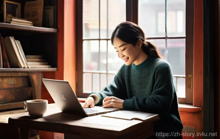 스토리텔러 커리어 로드맵 - **Prompt 1: The Authentic Storyteller's Nook**
    "A cozy and inviting scene featuring a female dig...