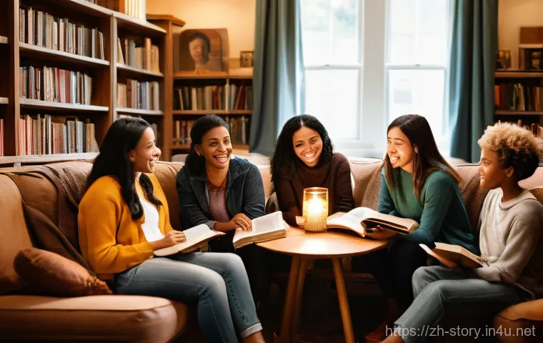 스토리텔러로서 스토리라인을 짜는 기술 - **Prompt: The Enchantment of Storytelling**
    A captivating wide shot of a diverse group of adults...