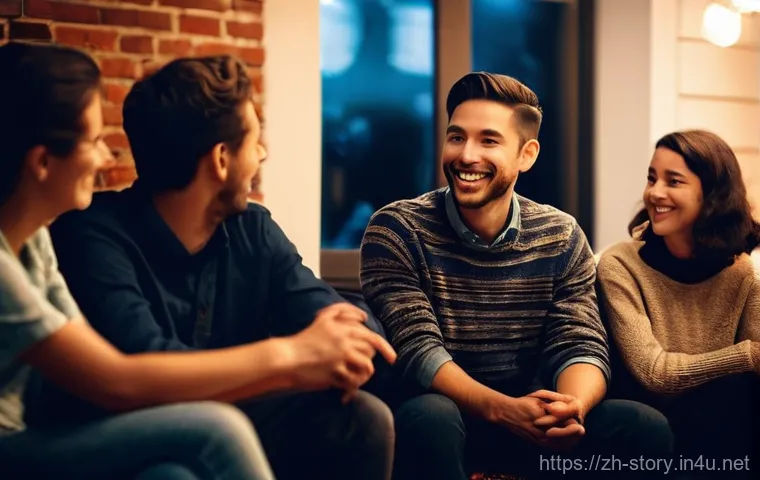 스토리텔러와 멘토링 프로그램 - **Prompt 1: The Authentic Storyteller and Engaged Audience**
    "A warmly lit, cozy modern cafe or ...