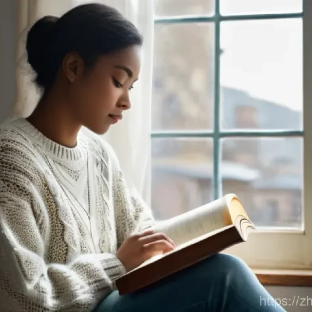 스토리텔러 분야의 유명 인물 - A serene and introspective scene. A young, diverse person, wearing comfortable yet stylish everyday ...