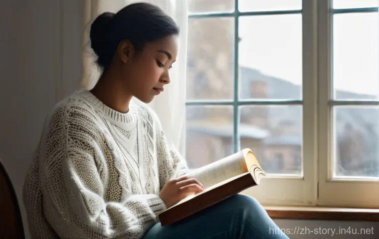 스토리텔러 분야의 유명 인물 - A serene and introspective scene. A young, diverse person, wearing comfortable yet stylish everyday ...