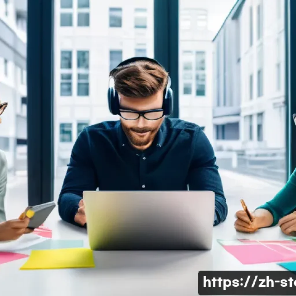 스토리텔러 직무와 관련된 최신 연구 - A modern digital marketing team collaborating in a bright, spacious office filled with multiple scre...