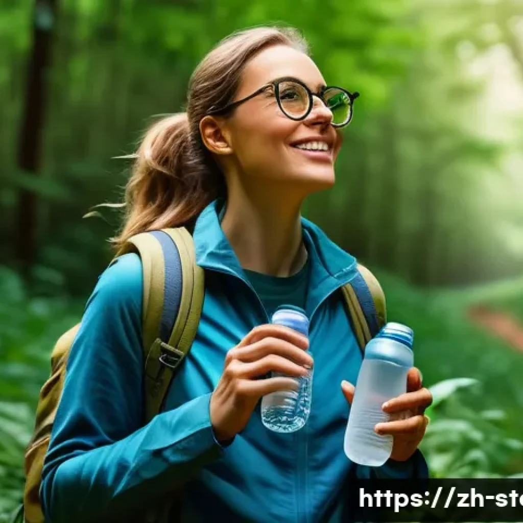 스토리텔러와 고객 스토리의 연관성 - A modern eco-friendly brand founder passionately sharing their story during a nature hike, surrounde...