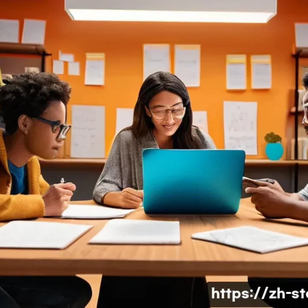 스토리텔러 직무에서의 스토리 제작 능력 향상 방법 - A dynamic storytelling scene featuring a diverse group of characters deeply immersed in a creative w...