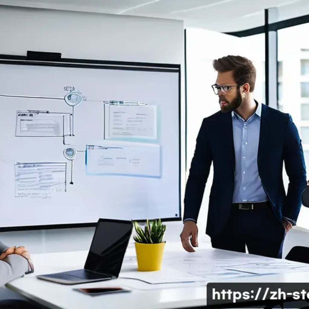 스토리텔러의 자기계발 방법 - A modern office meeting room scene filled with diverse young professionals in business casual attire...