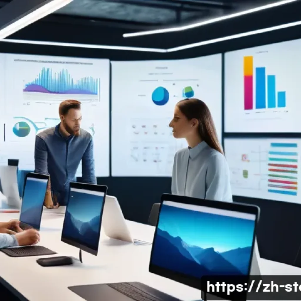 스토리텔러 실무에서의 창의적 문제 해결 사례 연구 - A dynamic creative team in a modern workspace collaborating intensely using digital tools like proje...