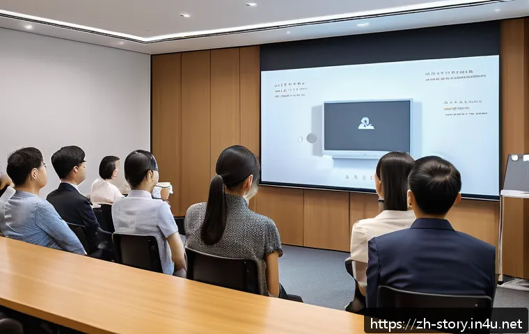 스토리텔러로서 성공하는 데 필요한 역량 - A modern conference room scene during a storytelling workshop: diverse group of professional adults ...