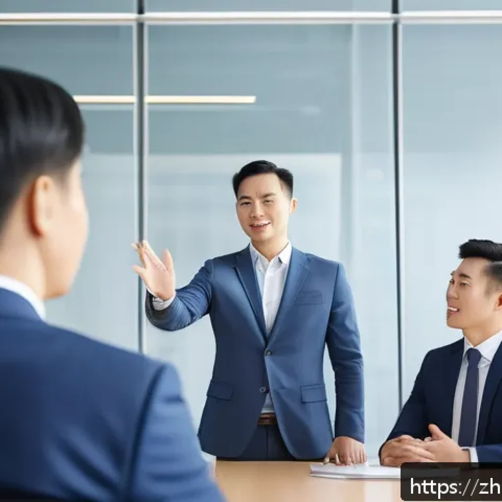 스토리텔러 자격증과 관련된 학술 자료 - A confident professional man delivering a compelling business presentation in a modern office meetin...
