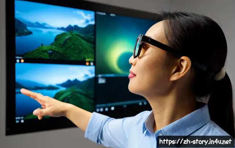 스토리텔러와 관련된 최신 기술 도입 사례 - Photorealistic modern storytelling studio, a diverse middle-aged female storyteller wearing lightwei...