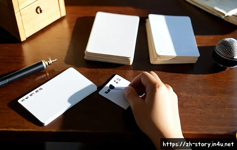 스토리텔러 직업과 관련된 다양한 스토리 제작 방법 - Photorealistic editorial scene of a professional storyteller at a sunlit wooden desk, arranging blan...